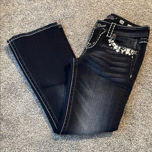 Miss Me Embellished Black Jeans 26x29 Easy boot (NEW)